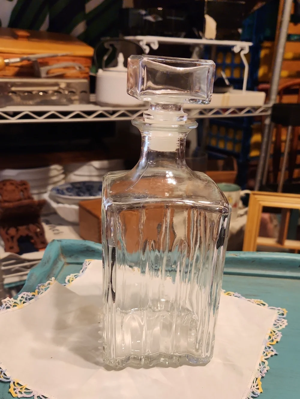 Clear Glass Square Decanter with Stopper - Home Dining-Italy